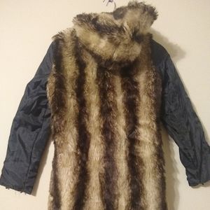 Women's fur hooded jacket size M